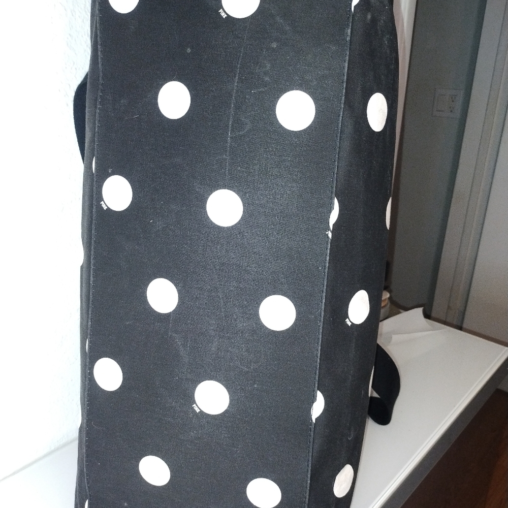 Vintage PINK Victoria's Secret Black and White Polka Dot Large Duffle Bag - Picture 16 of 16